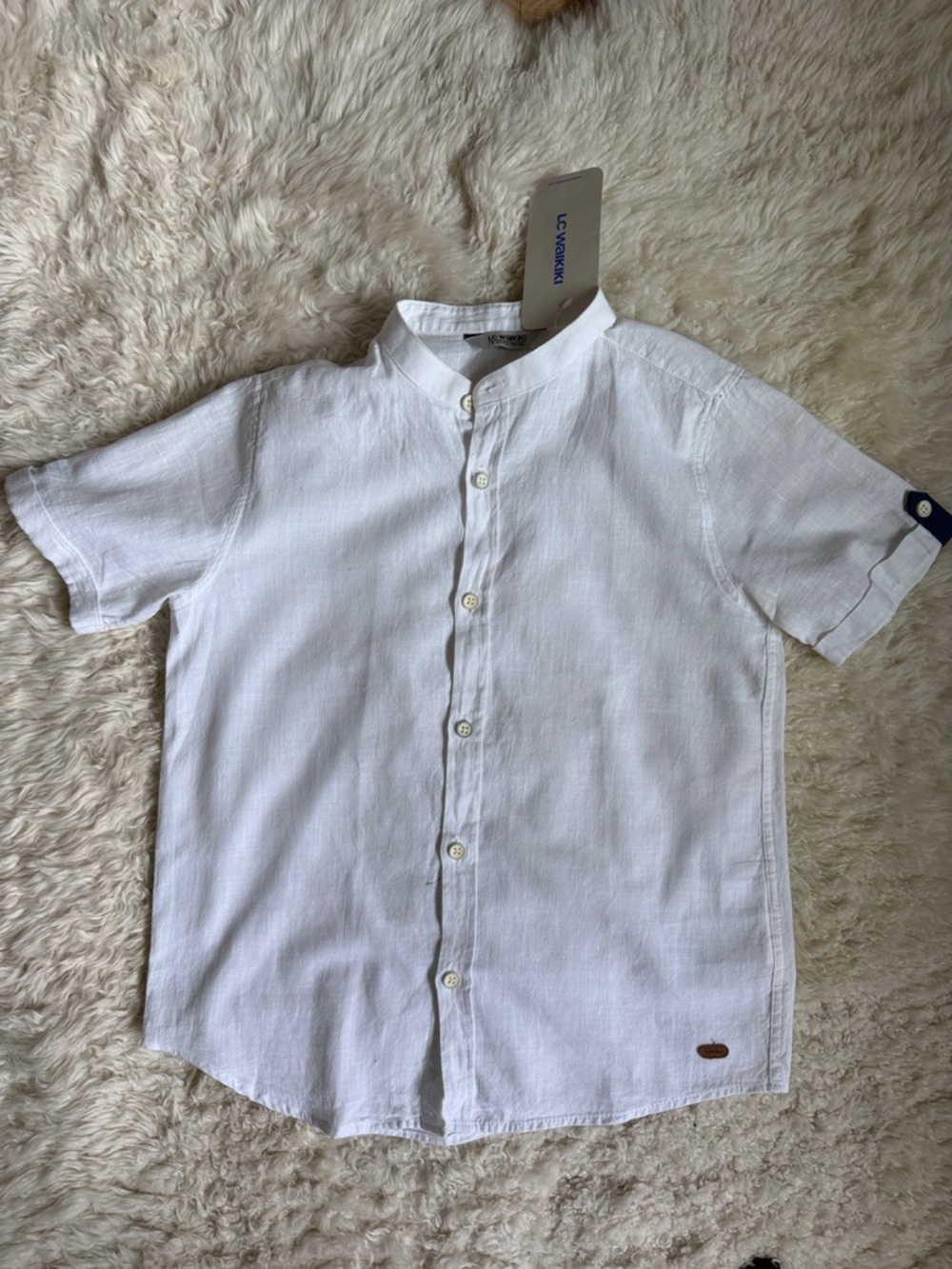 NWT - LC Waikiki White Short-Sleeve Linen-Boys Shirt 8-9 Yrs